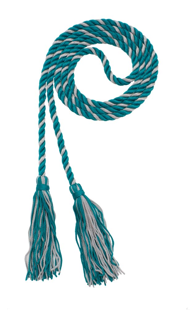 Tassel Depot Graduation Honor Cord - Teal/Gray - Every School Color Available - Made In Usa