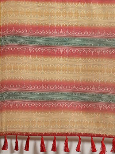 Image of Amazon Brand - Anarva Women's Kalamkari Saree With Blouse Piece