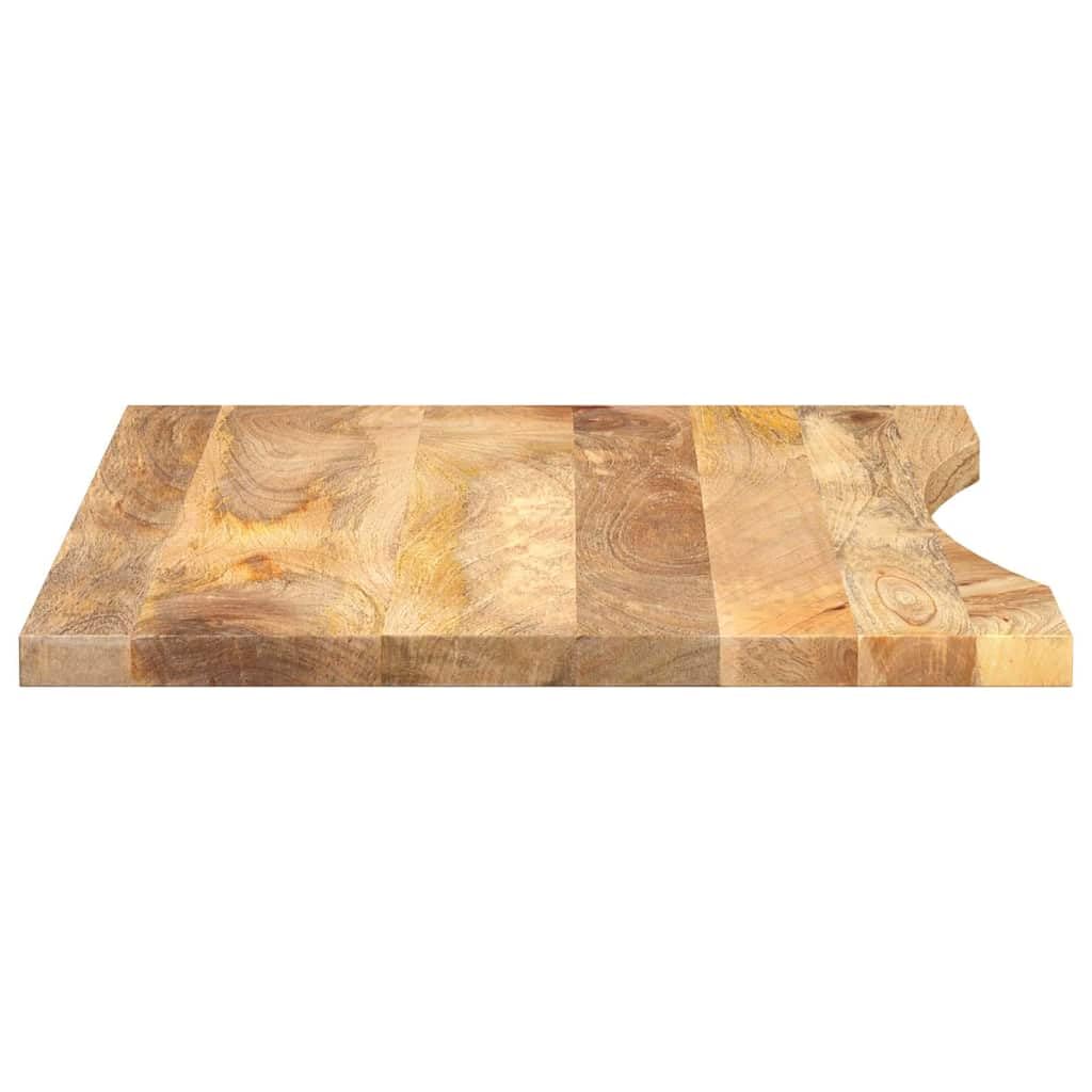 Piano da scrivania in legno massiccio di mango con apertura, 100 x 60 x 2,5 cm, rustico, piano di lavoro per ufficio, sala da pranzo, soggiorno, stabile, con superficie naturale e bordo dell'albero