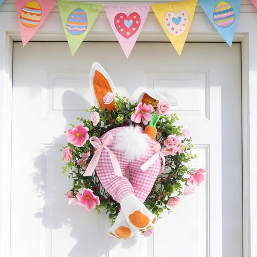 Couronne lapin de Pâques décoration festive réutilisable pour mur - 4