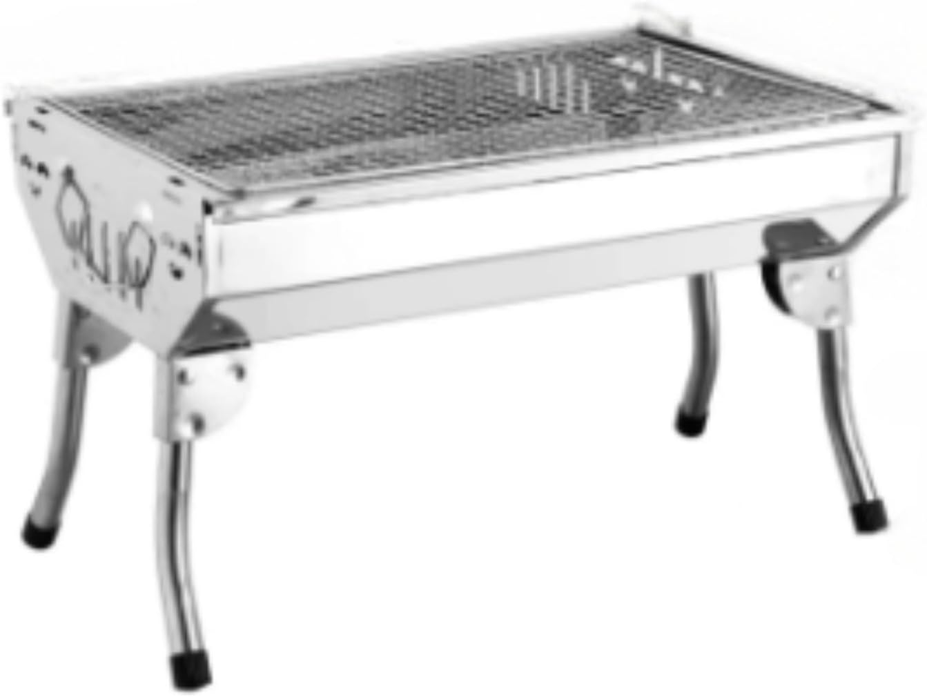 バーベキューコンロ 折りたたみ式 炭火コンロ 焼き網付き 鉄製 ポータブルBBQコンロ アウトドア キャンプ ピクニック 庭用 多人数対応 レジャー用品 (小型ステンレス製 47×33×29cm (グリッドグリル))