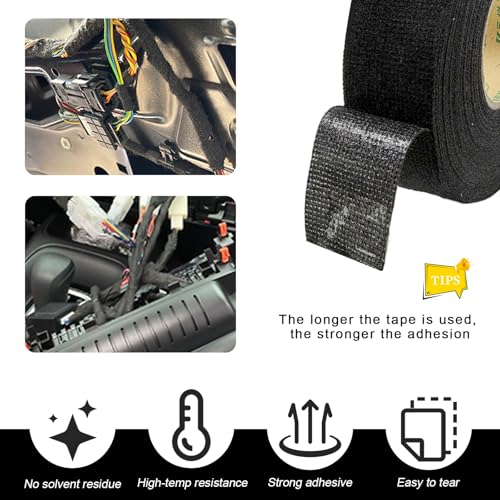 Image of DXNQ 2 PCS Wire Harness Cloth Tape, 19mmx15m Velvet Wear-Resistant Protective Electric Tape, Strong Adhesive Cloth Tape for Vehicle Electrical Engine Noise Dampening Insulation