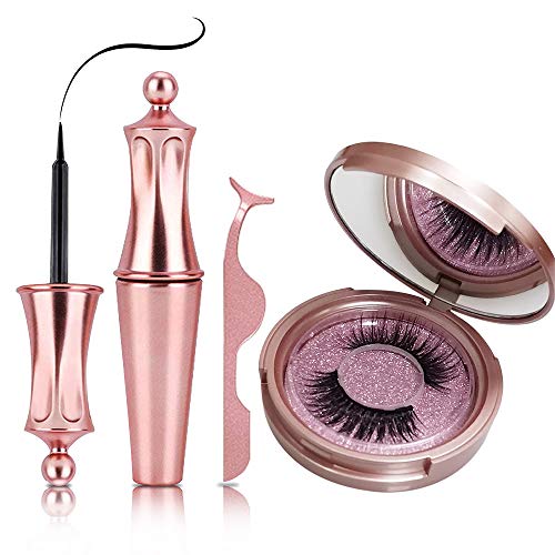 Magnetic Eyelashes with Magnetic Eyeliner - Magnetic Eyeliner and Eyelashes No Glue Silk Magnetic Lashes and Magnetic Eyeliner Natural Look Reusable Eyelashes Eye Liner (Diamond ZG-2)