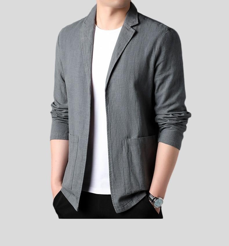 Blazer en lin homme coupe ample décontracté veste légère été - 5
