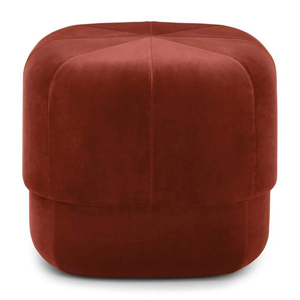 Runder Ottoman-Fußhocker, Fußhocker Pouf Gepolsterter Fußpouf - Niedriger Pouf Sofahocker - Samtsitz für Wohnzimmer(Rot-A