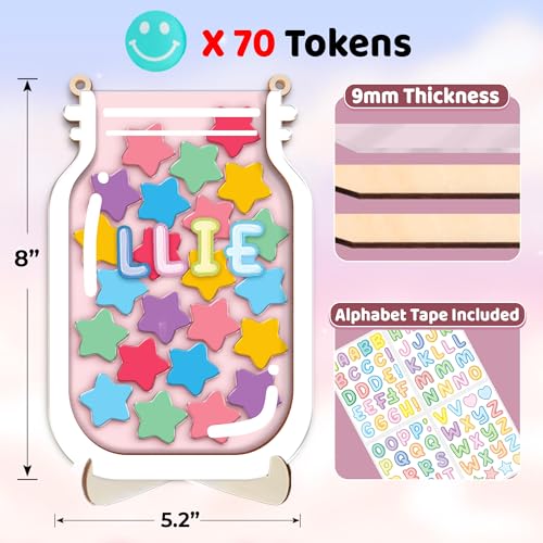 Image of 2 Pack 70 Tokens Reward Jar Magnetic for Kids Potty Training Toddlers Smiley Face Star Teacher Classroom Board Incentive Good Behavior Management Tools Back to School Boys Girls RWJ-CB2