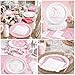 300 Pcs Pink Bow Plates, Cups, Napkins and Tableware Sets for Coquette Birthday Decorations, Party Supplies Include Straws, Pink Birthday Decorations Which Can Serve 50
