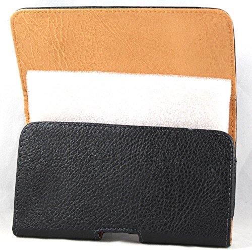 Soga Cover Compatible Zte Citrine Lte Case, Soga® [Horizontal Pouch Series] Leather Belt Clip Case W/Holster For Zte Citrine Lte (Fits Outter Box/Hybrid Case) - Black/Tan #TOP4