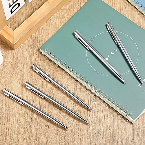26 Pieces Slim Metallic Retractable Ballpoint Pens 1 Mm Medium Point Black Ink Pen Nice Present For Wedding Business Office Supplies Teachers Students Graduation Present (Silver) #TOP4