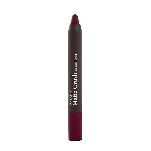 VASANTI Cosmetics Matte Crush Lápiz labial (Berry First Kiss - Rich Plum Berry) - Larga duración, resistente al agua y a las manchas - Maquillaje