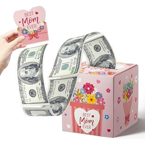 TICIAGA 52PCS Mother Money Box for Cash Gift Pull Mother’s Day Money Gift Box for Cash Happy Birthday Money Holder for Cash with Pull Out Card DIY Set Surprise Birthday Gift Box for Mom Grandmother Cover