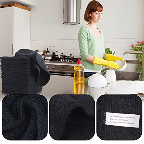 Vivote Microfiber Rag Absorbent Cleaning Cloth Kitchen Dish Cloth Streak Free Dish Rags Glass Cloths 12 Inchx12 Inch 20 Pack (Black) #TOP7