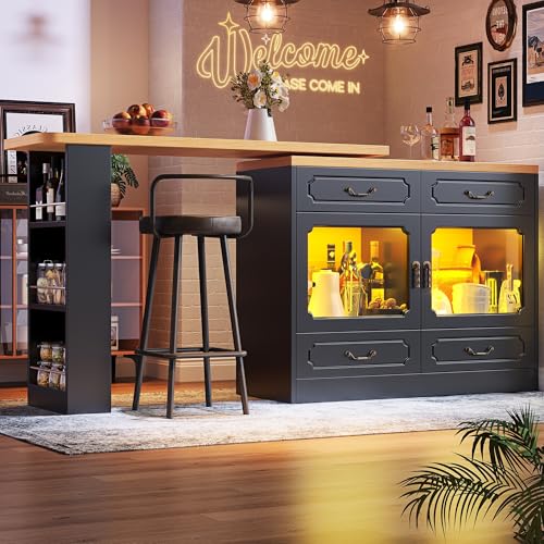 Mesa de bar extensible de diseño en MDF negro con elegante sistema giratorio de 360° 4