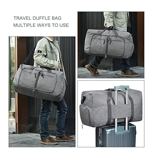Duffel Bag 65L Packable Duffle Bag With Shoes Compartment Unisex Travel Bag Water-Resistant Duffle Bag(Grey,65L) #TOP3