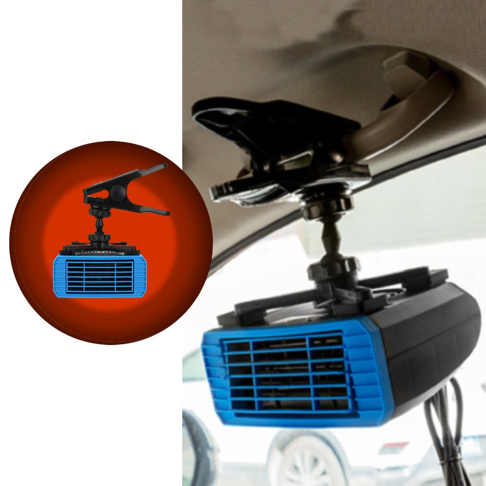 Riscaldatore per auto Riloer per camper 12V 150 W, portatile, per auto, riscaldamento e raffreddamento rapidi, rotazione a 360 gradi, compatibile con tutte le auto a 12 V CC, con clip.