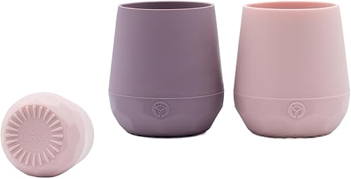 Miniatura 7 de WeeSprout Vasos de entrenamiento de silicona para bebés, juego de 2 vasos de silicona suave, taza abierta de 2 onzas para bebés de más de 6 meses,