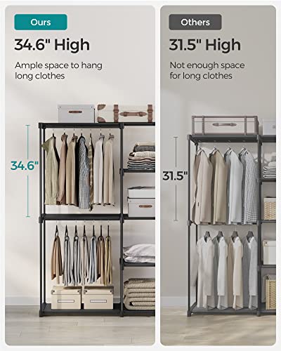 Image of SONGMICS Portable Closet, Freestanding Closet Organizer, Clothes Rack with Shelves, Hanging Rods, Storage Organizer, for Cloakroom, Bedroom, 48.8 x 16.9 x 71.7 Inches, Black URYG026B02