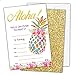 Hawaiian Pool Party Invitations, Aloha Pineapple Theme Party Invitations for Boys Girls Kids, Fill In Birthday Party Invites, Decorations, Favors, 20 Invitations with Envelopes (HA03)