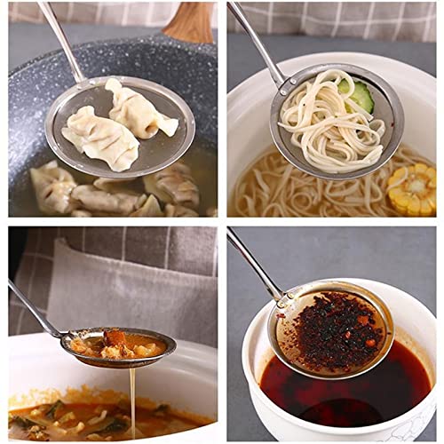 Hendyijb Sz Concha de sopa, escumadeira de gordura de aço inoxidável, filtro de panela quente, escum