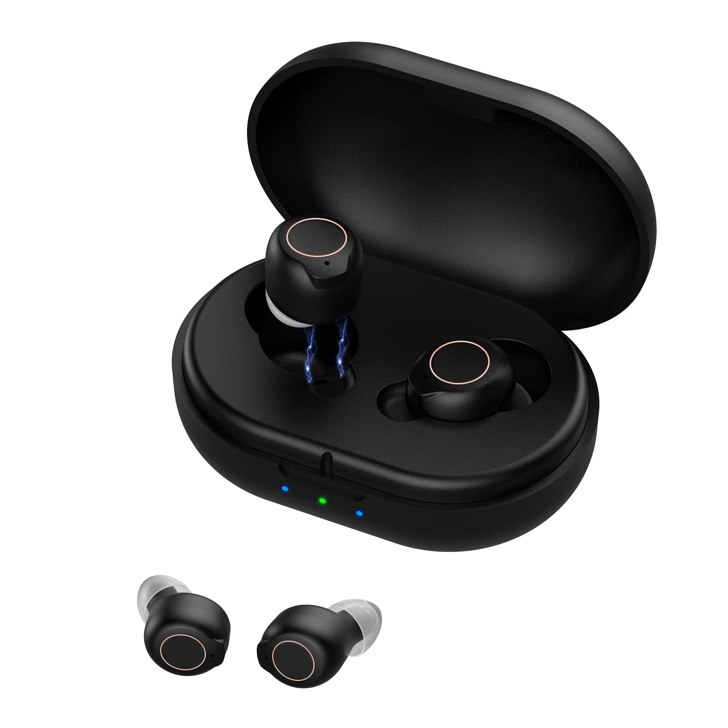 UPSOUND [Upgraded] Hearing Aids for Seniors Rechargeable with Noise Cancelling,Invisible Hearing Amplifier for Adults,Mini Portable Amplifier Earbuds 2-Pack with Charging Box(Black)