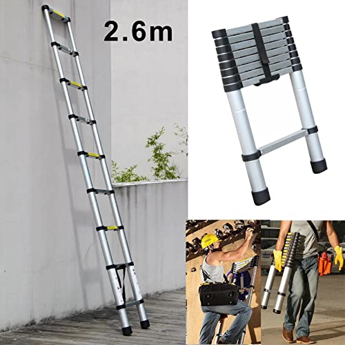 Telescoping Ladder 8Ft Extension Ladders For Home, Aluminum Telescopic Extendable Ladder, Collapsible Ladder With Locking Mechanism, Multi-Purpose Ladder For Roof Ceiling Loft Rv, 330 Pound Capacity #TOP4