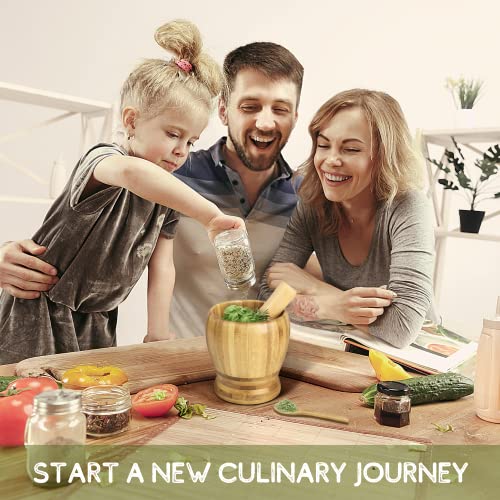 Flexzion Wooden Mortar And Pestle Set 5-Inch Bamboo Bowl And Grinder Set, Wood Molcajete Muddler And Bowl With Lid And Spoon For Guacamole, Herbs, Spices, Garlic, Medicine Pills, Seeds, And More #TOP7