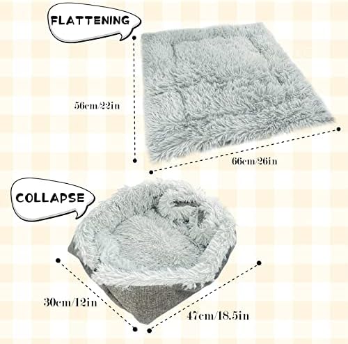 ToKinCen Cat Bed for Indoor Cats, Self Warming Pet Bed Function 2 in 1 Foldable Convertible Plush Soft Blanket Cat Bed Warm Cat Cushion Bed for Small Dogs and Cats, Machine Washable (Grey)