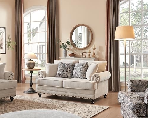 Farati Modern Farmhouse Loveseat Sofa, Chenille Upholstery