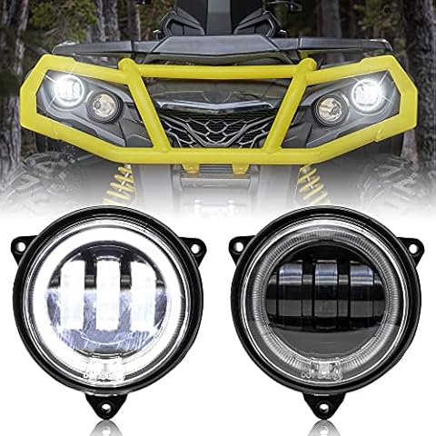 SAUTVS LED Low Beam Headlights with Halo Ring DRL for Can-Am Outlander 500 650 800 850 1000 XMR STD XT XT-P 2012-2022 Accessories (2PCS, Replace #710006177) Cover