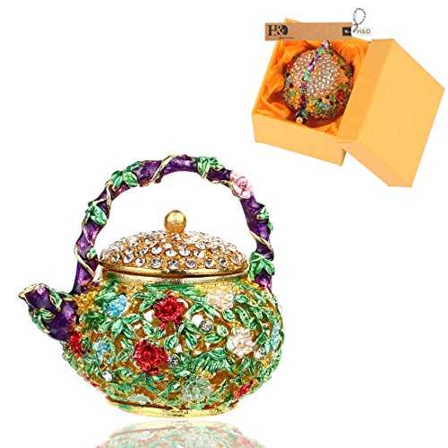 Yu Feng Mini Teapot Trinket Box Hinged For Girls Ring Holder Handmade Ring Holder Dish Decorated (Teapot) #TOP5
