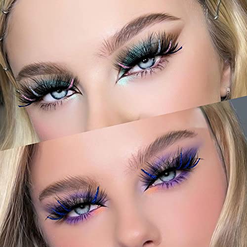 False Eyelashes Colored Glitter Mink Lashes Fluffy Full Dramatic Fake Lashes For Christmas Costumes 4 Styles 5 Pairs By Yawamica #TOP2