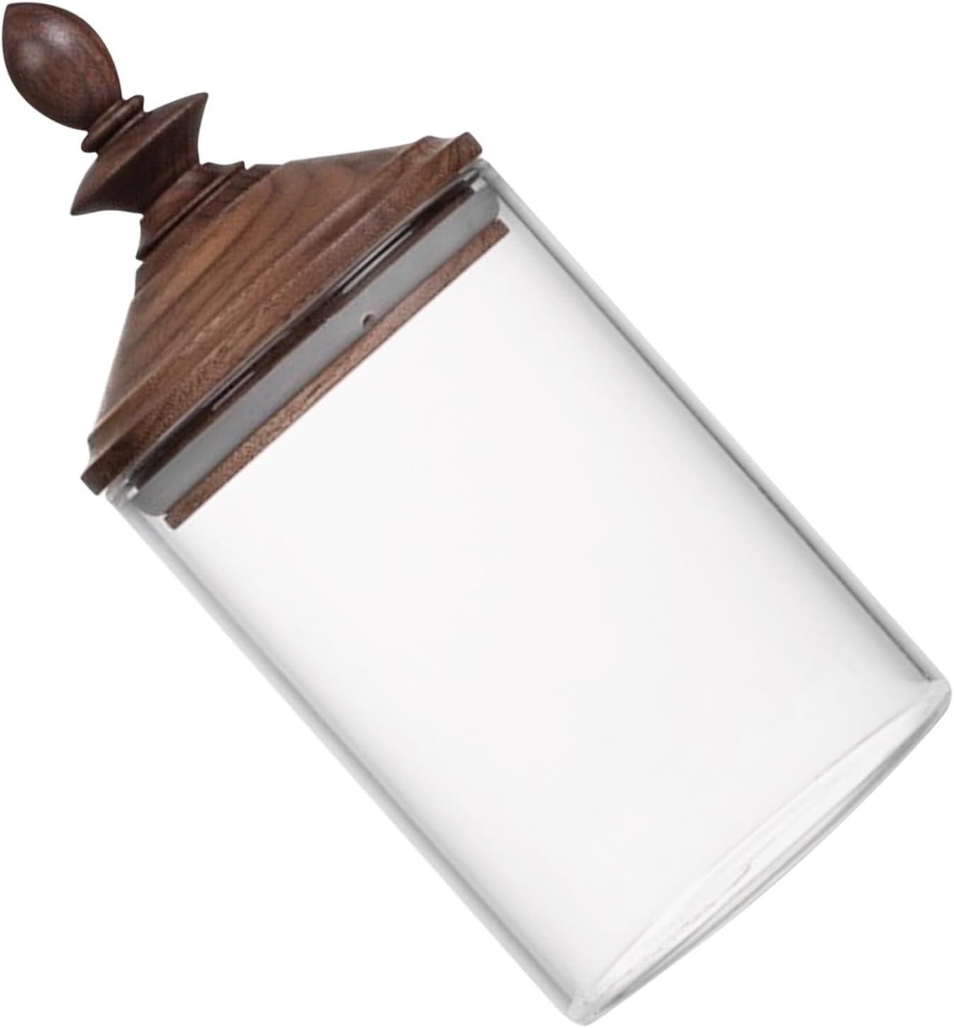 550ml Glass Food Storage Canister with Black Walnut Wood Lid, Airtight Sealed Vintage Glass Jar for Coffee, Tea, Candy, and Spice Organization in Kitchen