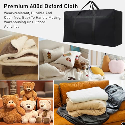 2 Stück 180L Extra Große Aufbewahrungstasche 600D Oxford Heavy-Duty Umzugstaschen mit Reißverschlüssen verstärkten Griffen, Wasserdicht Tragetaschen für Reisen, Bettdecken, Unterbettaufbewahrung