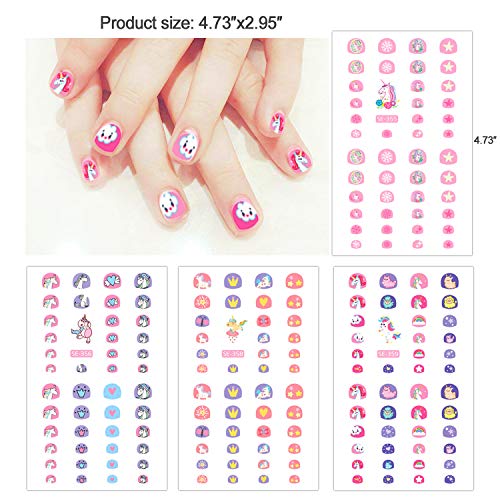Konsait 1000+Pcs Unicorn Nail Stickers Nail Decals Self Adhesive 3D Nail Art Stickers Nail Tips Decorations Manicure Decoration For Kids Little Girls Fingernails Toenails Nail Tips #TOP2