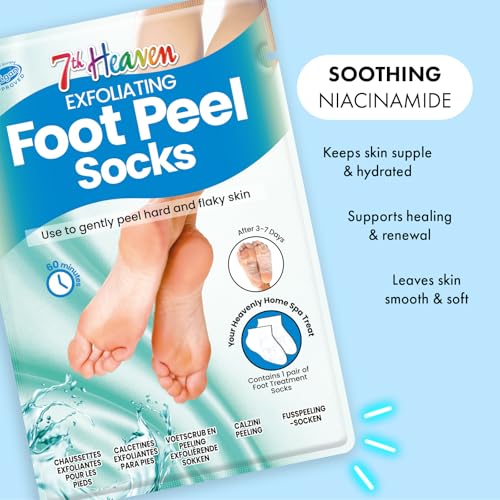 7th Heaven Exfoliating Foot Peel Socks -1 Pair Peeling Foot Mask with Glycolic Acid to Remove Hard Skin - Vegan Foot Mask for Soft, Smooth Feet in 60 Minutes - Baby Soft Foot Treatment - Image 5