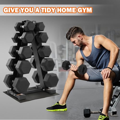 Fitvids Rubber Coated Hex Dumbbell Set with Storage Rack Review