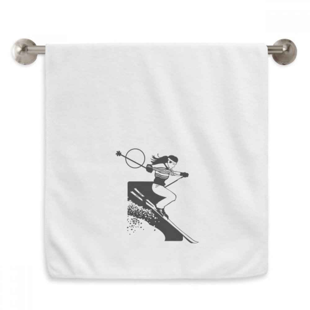 Serviette ski noir motif diadème essuie-mains moelleux coton sport d'hiver