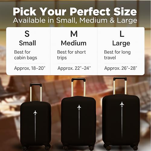 Image of WanderWraps Spendex Polyester Protective Luggage Cover | Hard Luggage Trolley Bag Cover | Washable | Dust Proof | Stretchable | L - 28 inch | AstroJet