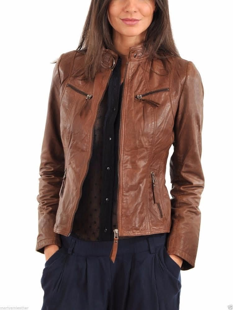 natural leather Brown Motorcycle Moto Biker Full Sleeves Leather Jacket For Women's (ZL_LJ_15_Brown)-picture-38