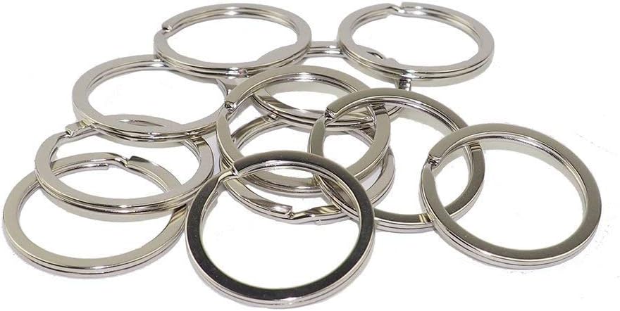 Key Ring - 100PCS, 32mm Nickel Plated Square Edged Split Key Chain Rings for Car Home Keys Organization, Arts & Crafts, Lanyards (100)