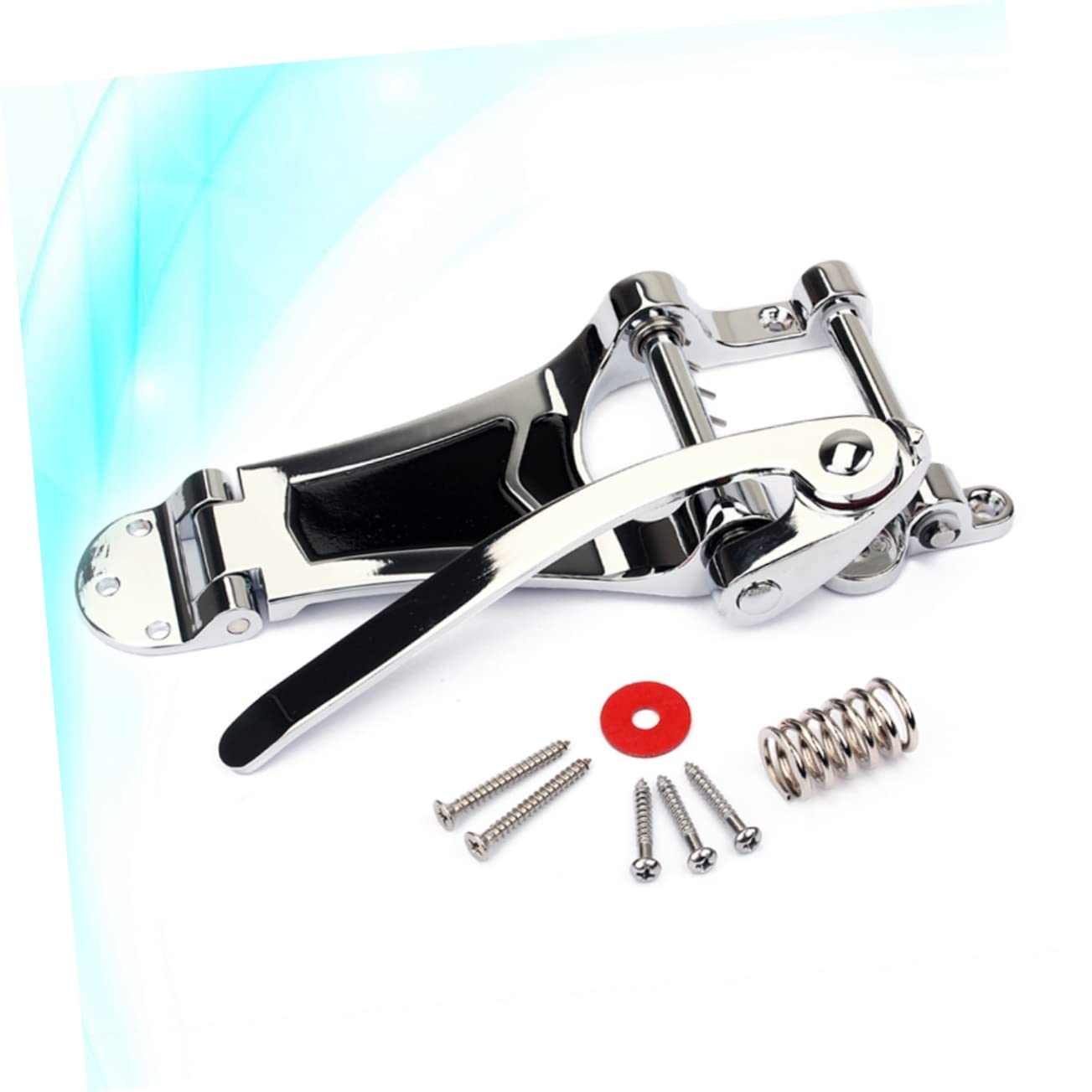 Ponte Tremolo Vibrato per Chitarra Elettrica Argento Ga409 | Set Ricambio Tailpiece, Metallo Ben Lucidato, Superficie Riflettente, Fissaggio Semplice