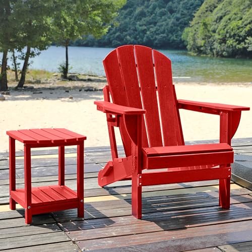 Chaise Adirondack pliante de jardin avec support téléphone rouge
