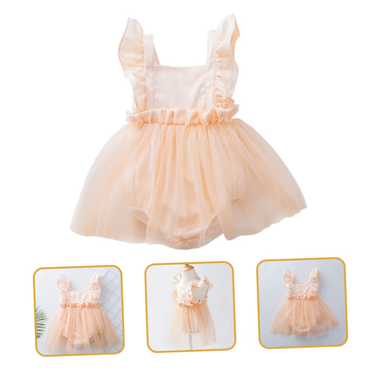 VICASKY Vestido Estilo Mameluco con Manga voladora ropita Bebe Recien Nacido Set Bebe Recien Nacido Vestido de Princesa de Tul s para niñas de tutú de niña Nylon