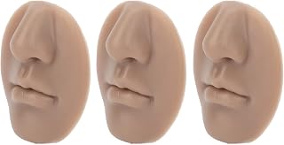 3pcs Silicone Nose Model, Fake Nose Lips, Piercing Practice Body Parts, Soft Elastic Reusable Piercing Nose Mannequin Teaching Tool (Dark Skin Color)