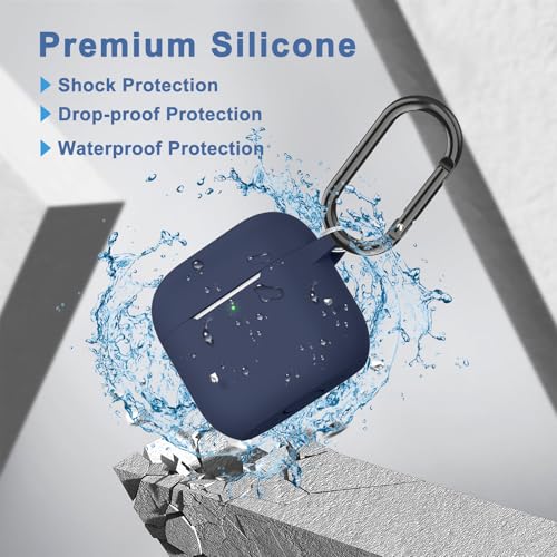 Image of Tobfit Case for AirPods 4 Case Cover 2024 with Lanyard & Keychain, Soft Silicone Protective Case for Apple AirPods 4th Generation, Full Protection, Support Wireless Charging, Midnight Blue