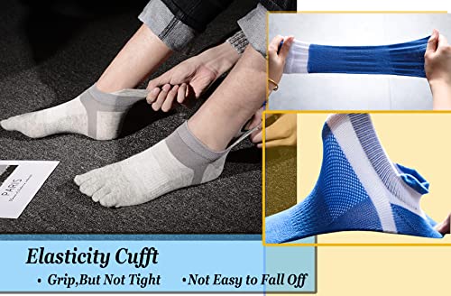 Image of Men Toe Socks No Show Low Cut Athletic Wicking Cotton 5 Finger Split Toe 6 Pack