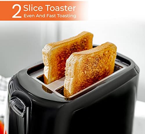 Geepas 2 Slice Bread Toaster with 6 Level Browning Control | Removable Crumb Tray, Cancel Function, Cord Storage & Cool Touch Plastic Housing | 700W | 2 Year Warranty