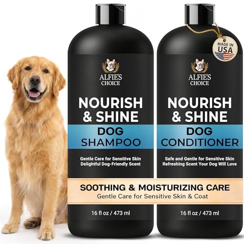 ALFIE'S CHOICE Dog Shampoo & Conditioner Set | 16 fl oz Each | Lavender & Rosemary with Biotin for Itchy Skin, Allergies & Odor | Moisturizing & Detangling for All Breeds