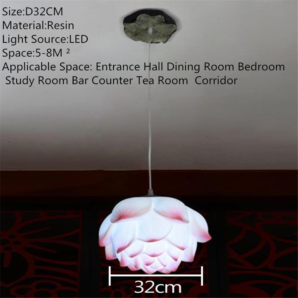 Współczesna lampa wisząca Lotus Chińska kreatywność retro Salon Restauracja Sypialnia Willa Hotel SchodyTearoom Bar Dekoracja LED Żyrandol (Różowy D32CM 1 światło)