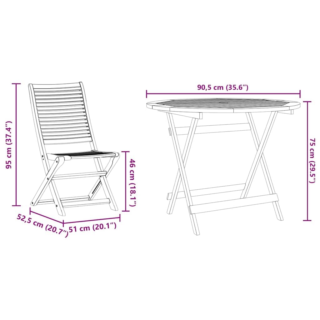 vidaXL Set da Pranzo per Giardino 5 pcs Marrone, Set da pranzo all'aperto, tavolo in acacia rustica, arredo giardino e terrazza, posti resistenti alle intemperie
